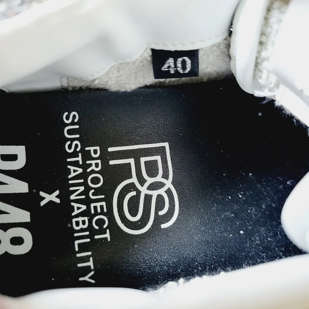 New P448 Thea White Silver Suede Sneakers ,Size 9,5-10 US